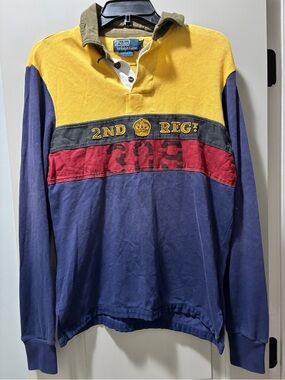 Vintage NWT Polo Ralph Lauren 2nd Reg 309 Graphic Colorblock Rugby Shirt Men's